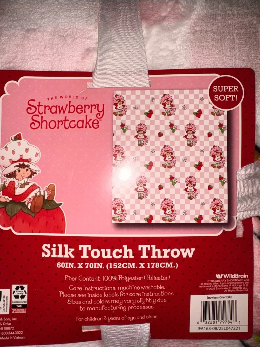 Strawberry Shortcake Pink Silk-Touch Throw Blanket